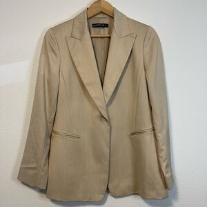 Lafayette 148 Camel Single Button Wool Blend Longline Blazer Size 6